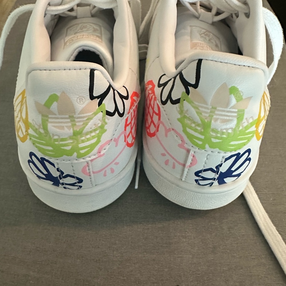 Adidas White Sneakers with Colorful Graphics